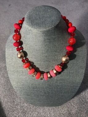 Fashion Jewelry Red Beaded Statement Necklace - Women Jewelry